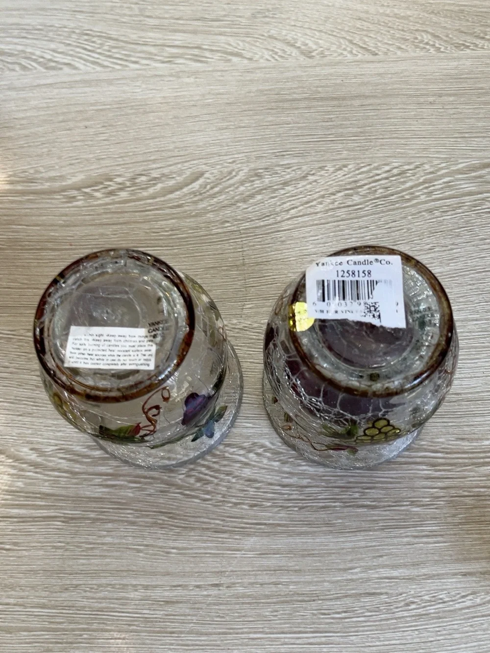 Hand-Painted Grape Glass Votive Holders - Clear with Green Accents Yankee Candle